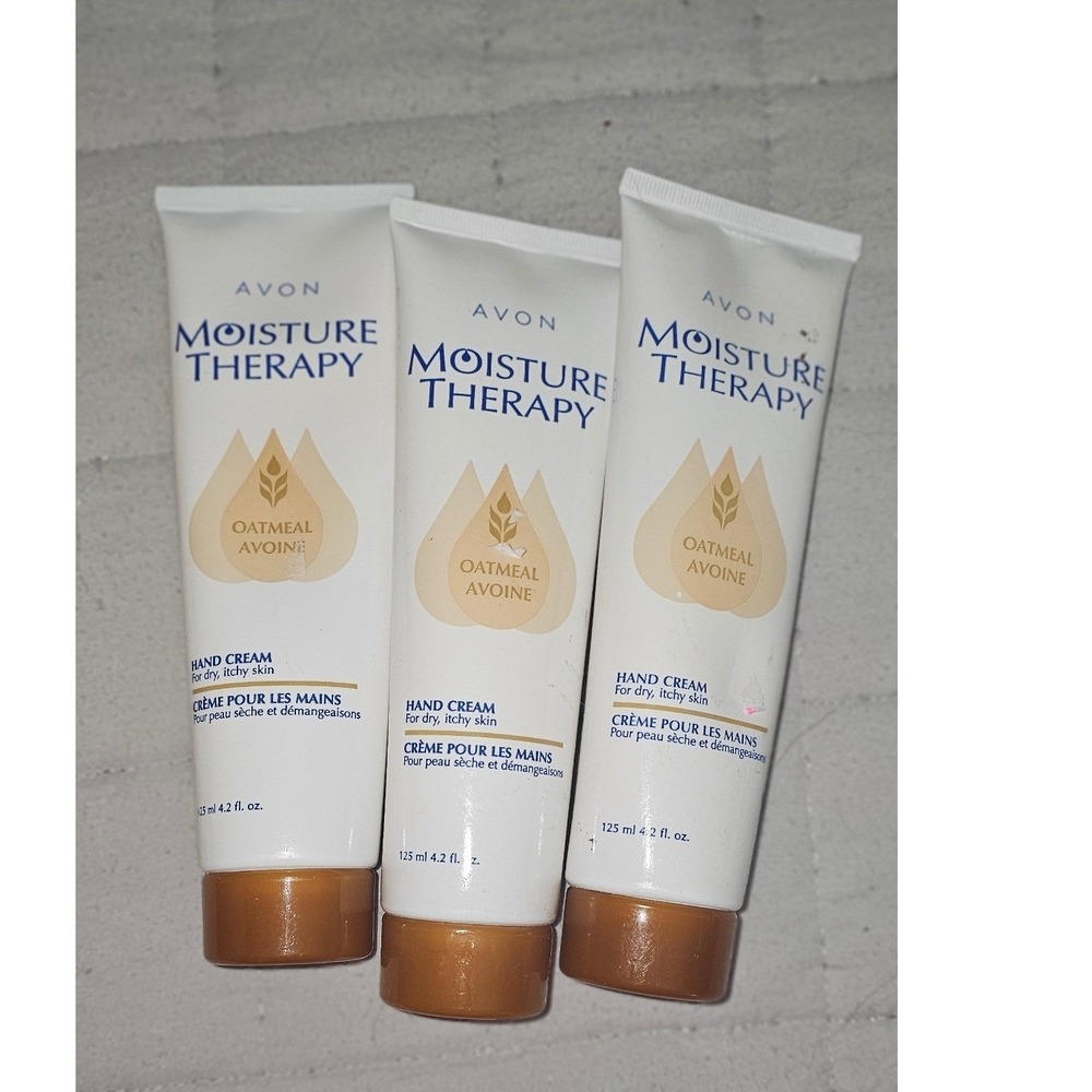 Lot of 3 Avon Moisture Therapy Oatmeal Hand Cream for Dry Itchy Skin 4.2 oz Each